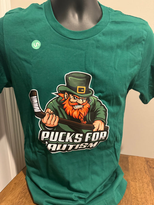 Pucks for Autism Irish Shirt